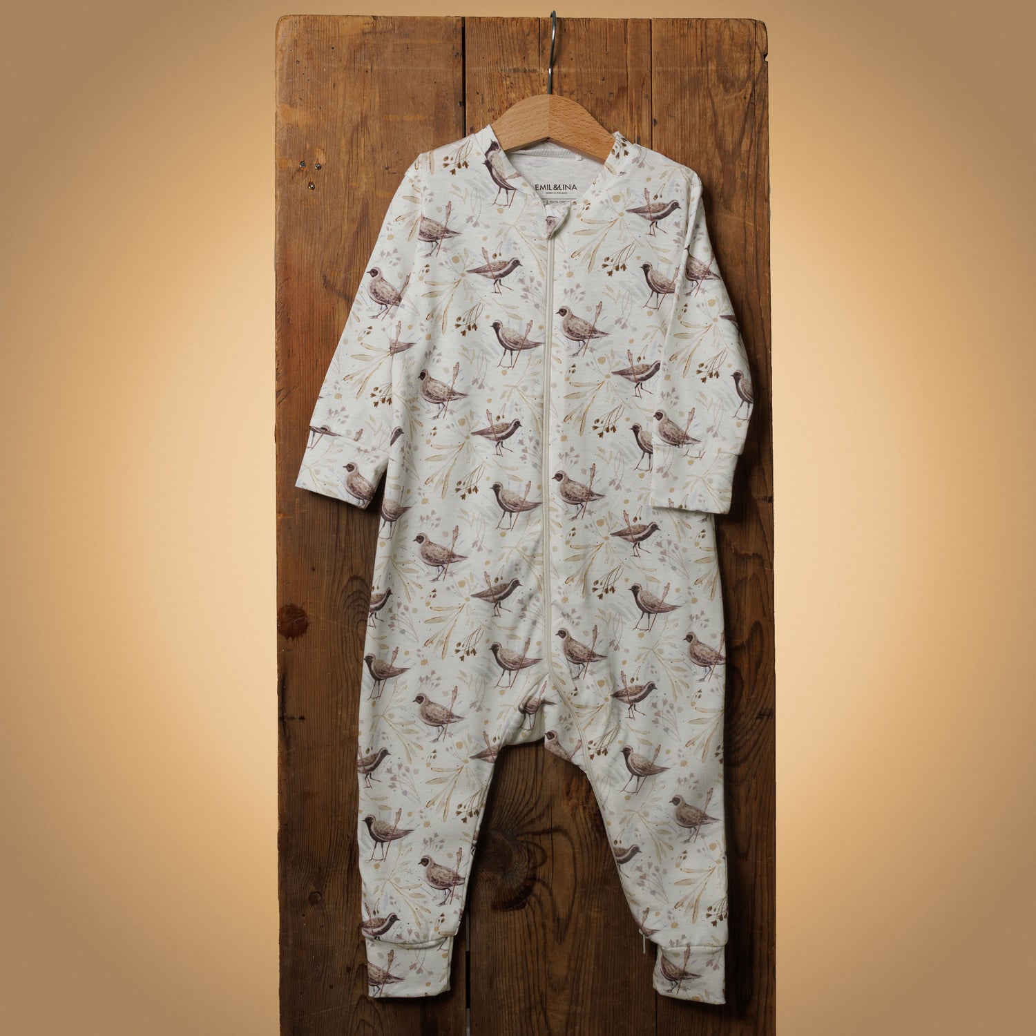 Patterned zip-up one-piece pajamas