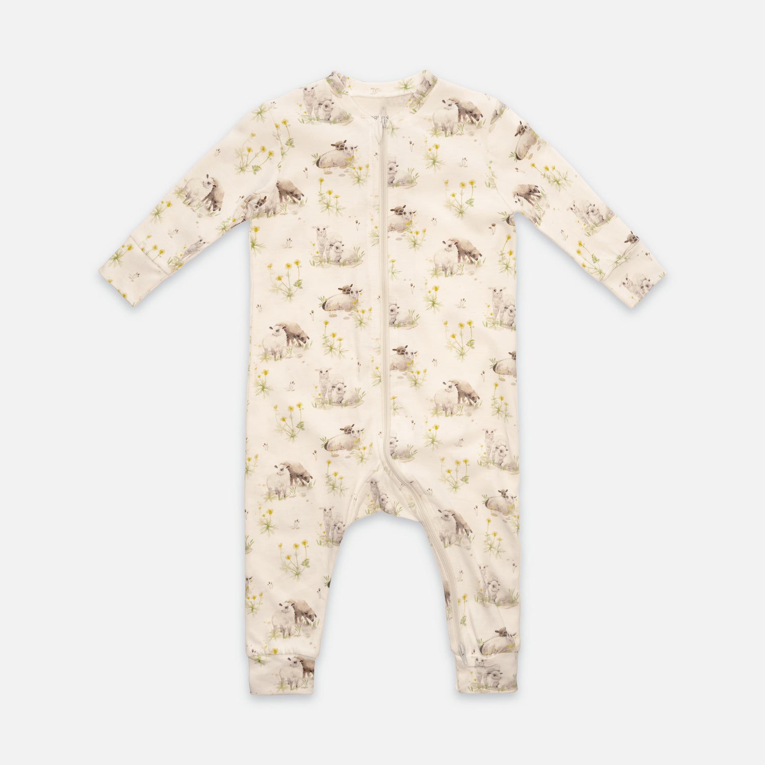 Patterned zip-up one-piece pajamas