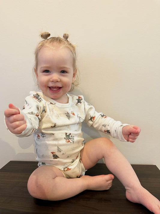 Bodysuit with Christmas elves pattern