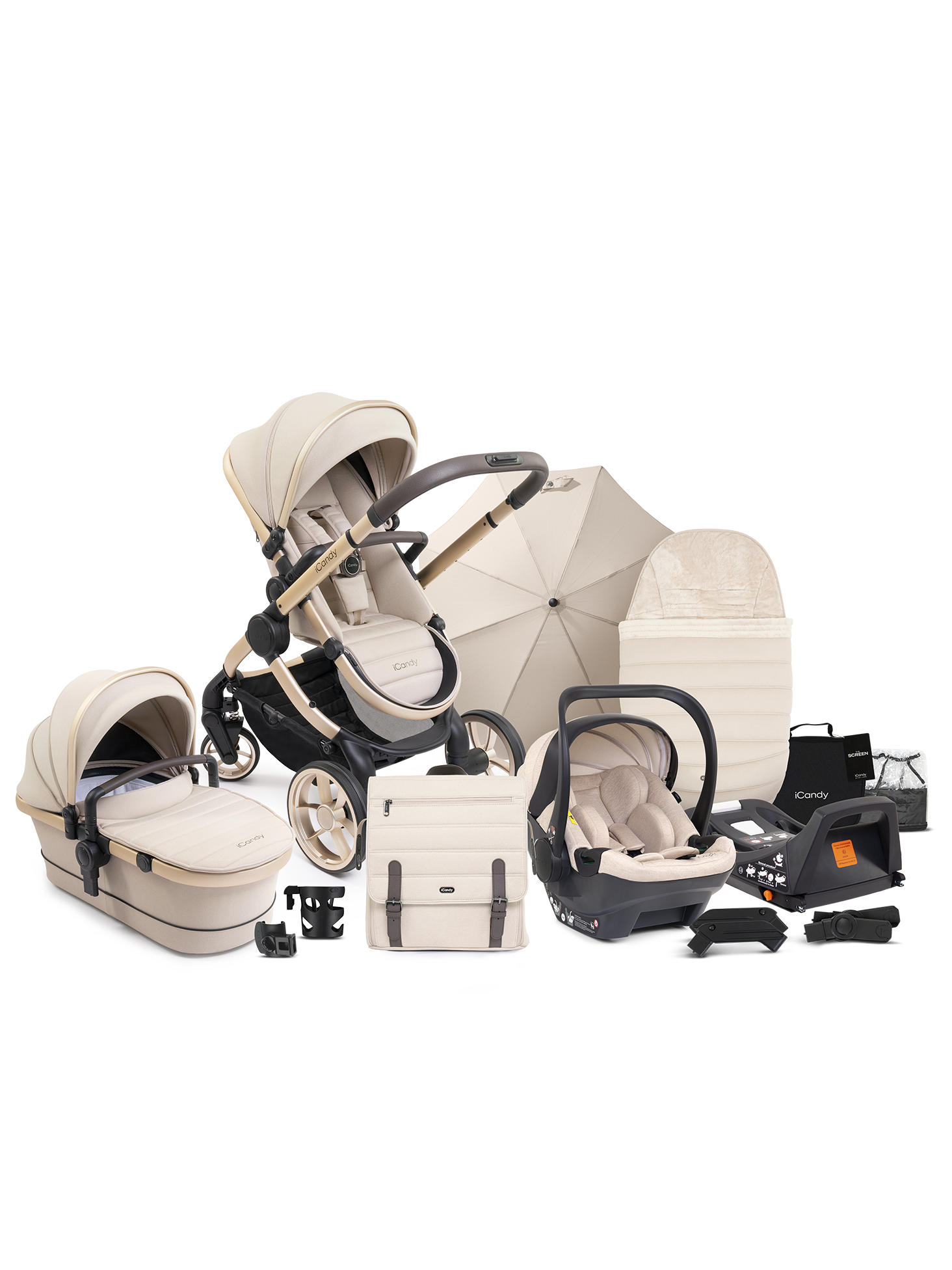 Peach 7 Biscotti Pushchair and Carrycot - Car Seat Bundle