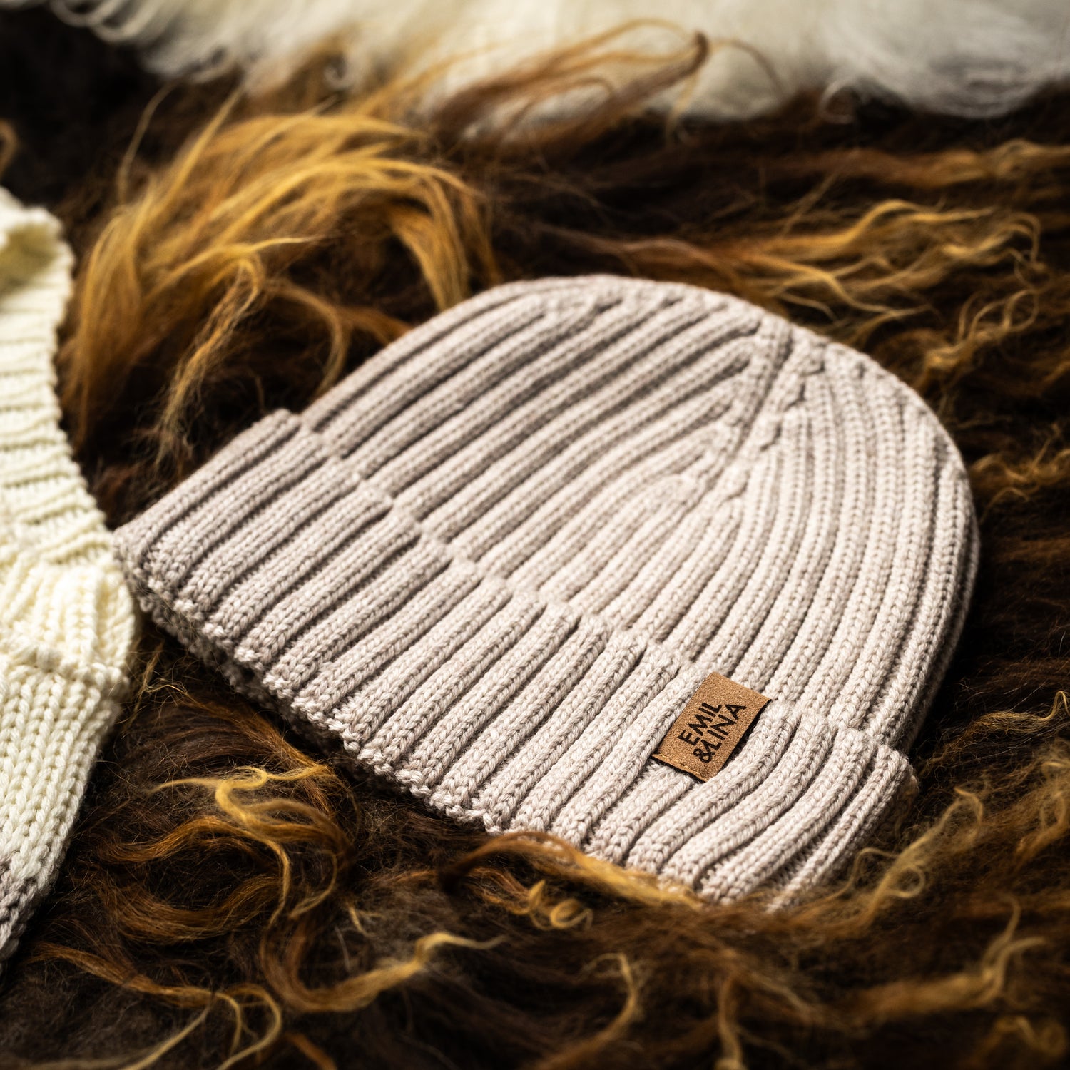 Machine-knit beanie