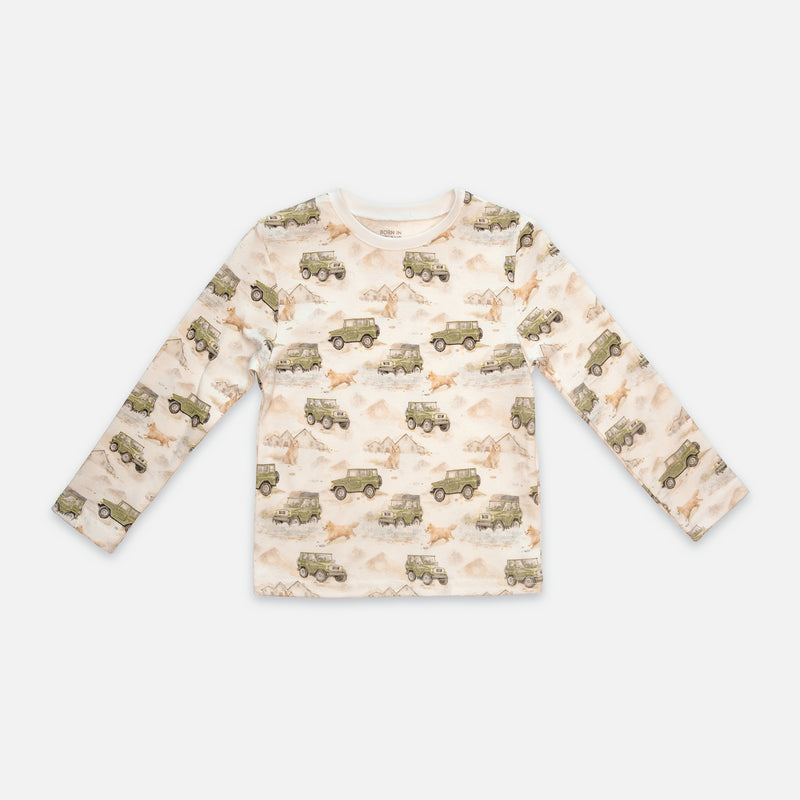 Patterned long-sleeved top
