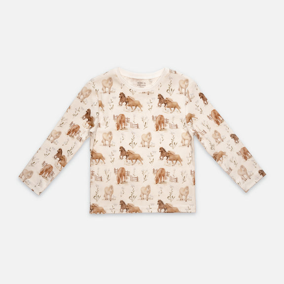 Patterned long-sleeved top
