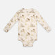 Patterned snap-button long-sleeved baby bodysuit