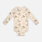 Patterned snap-button long-sleeved baby bodysuit