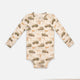 Patterned snap-button long-sleeved baby bodysuit
