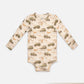 Patterned snap-button long-sleeved baby bodysuit