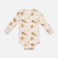 Patterned snap-button long-sleeved baby bodysuit