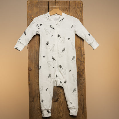 Patterned zip-up one-piece pajamas