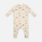 Patterned zip-up one-piece pajamas