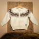 Machine-knit zip-up sweater with pattern