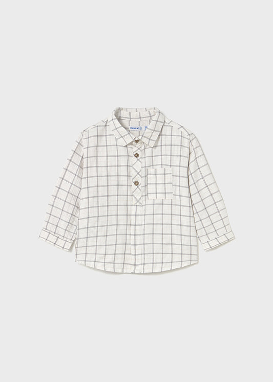 L/s checked viscose shirt