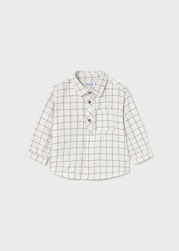 L/s checked viscose shirt