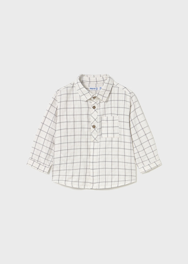 L/s checked viscose shirt
