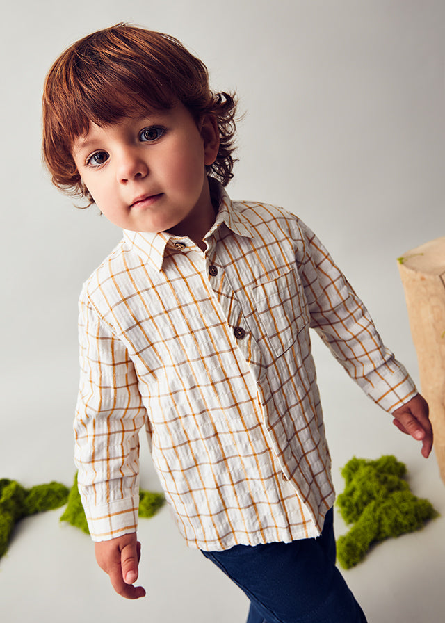 L/s checked viscose shirt