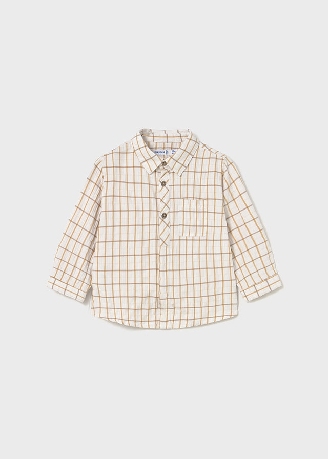 L/s checked viscose shirt