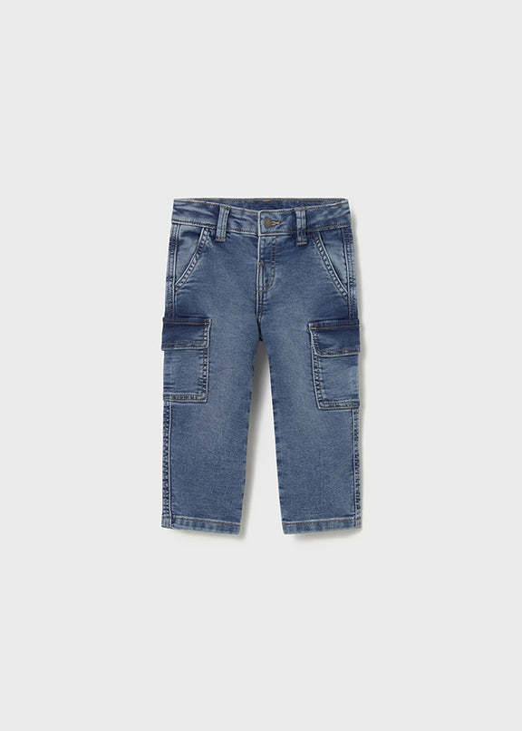 Soft denim cargo pants