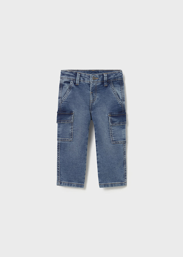 Soft denim cargo pants