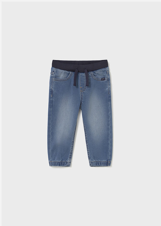 Soft denim jogger pants