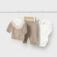 Long knit 3-piece trouset set
