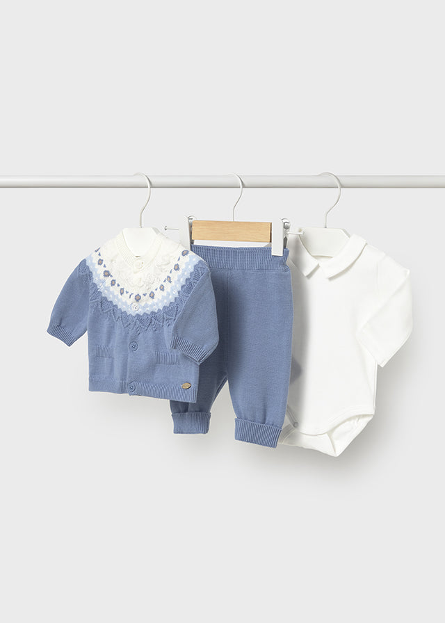 Long knit 3-piece trouset set