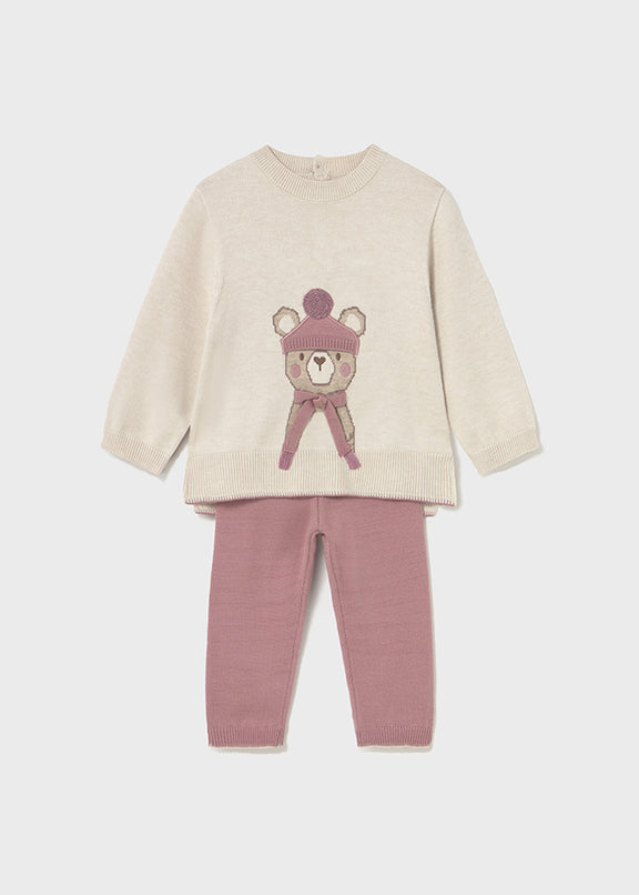 Long knit trousers set