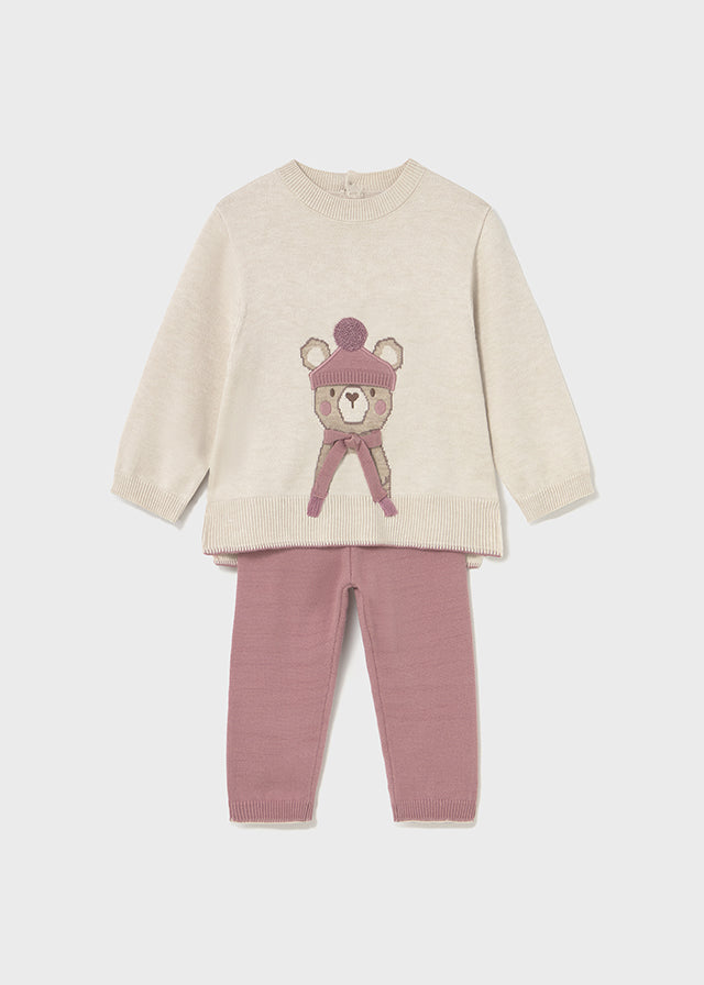 Long knit trousers set