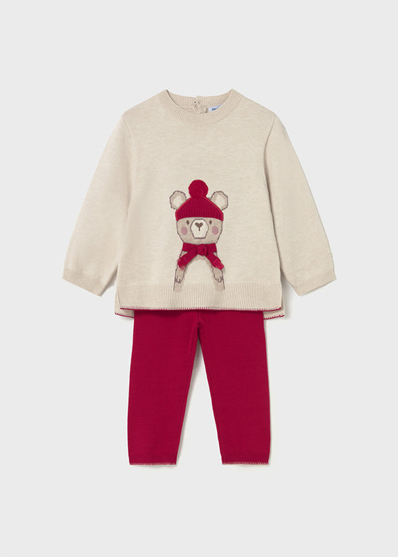 Long knit trousers set