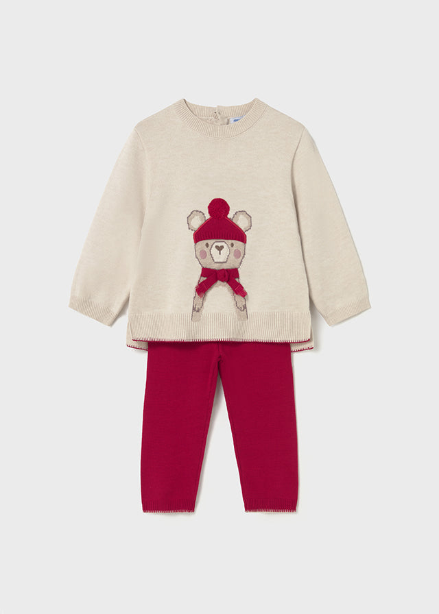 Long knit trousers set