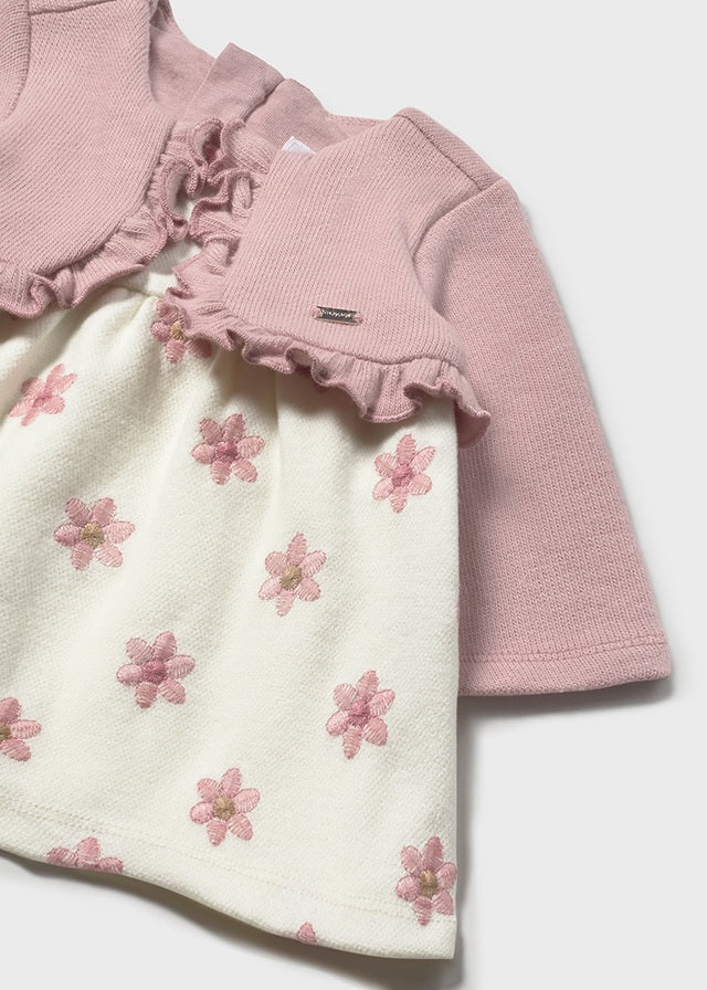 Dress with knit cardigan