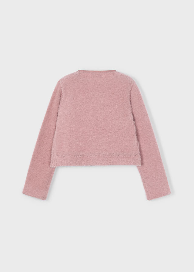 Knit faux fur cardigan