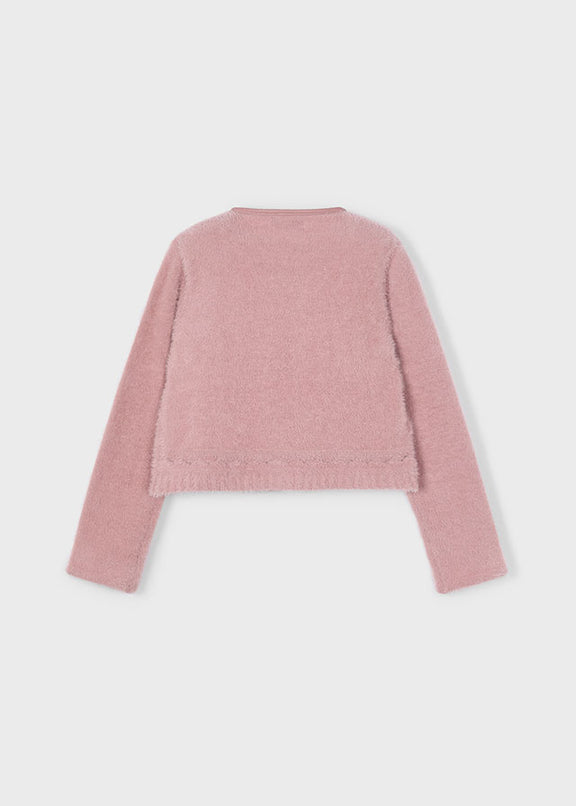 Knit faux fur cardigan