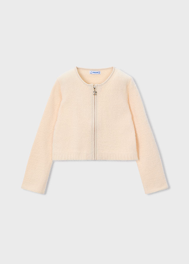 Knit faux fur cardigan