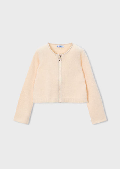 Knit faux fur cardigan