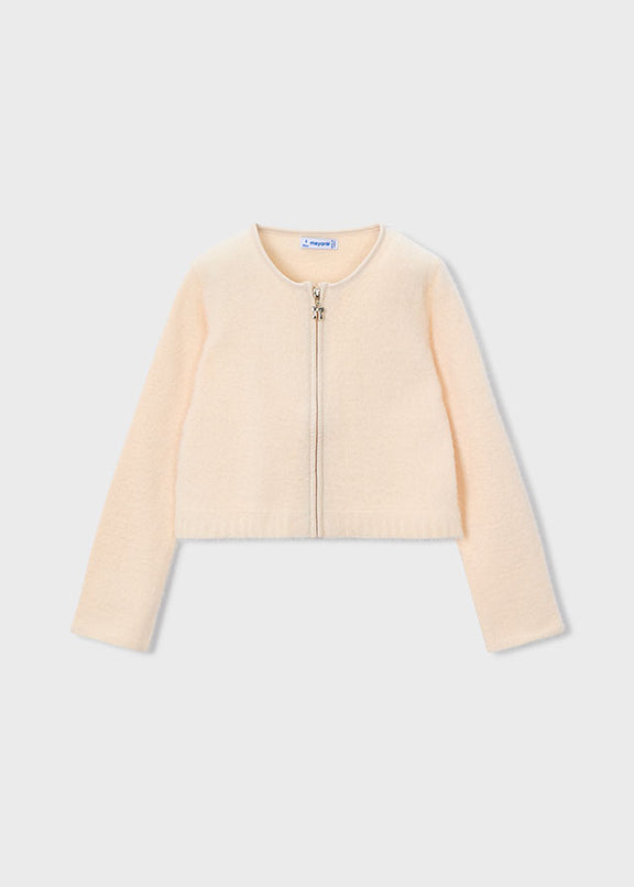 Knit faux fur cardigan