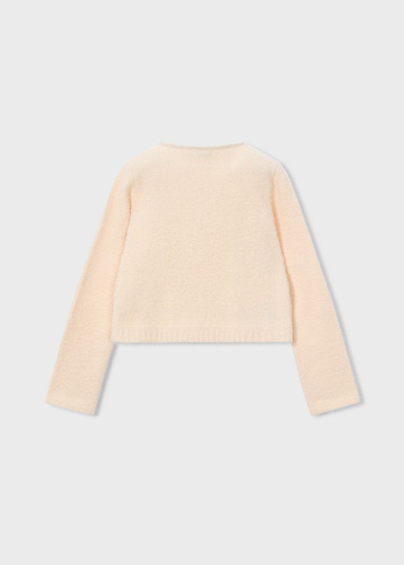 Knit faux fur cardigan