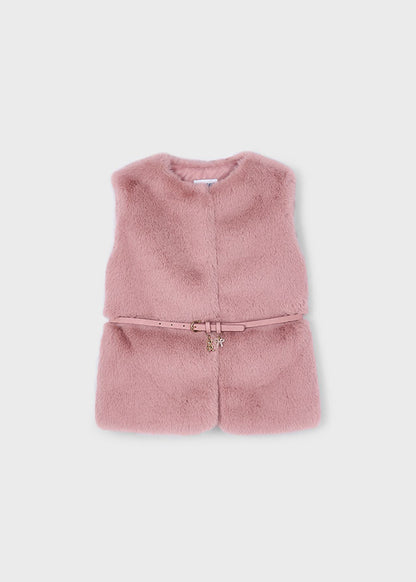 Fur vest with belt