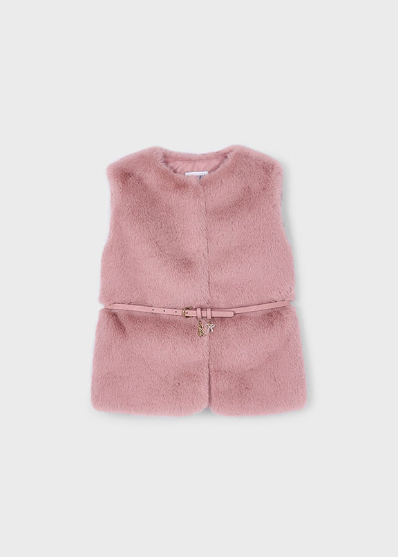 Fur vest with belt