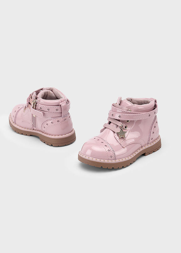 Patent leather biker boot