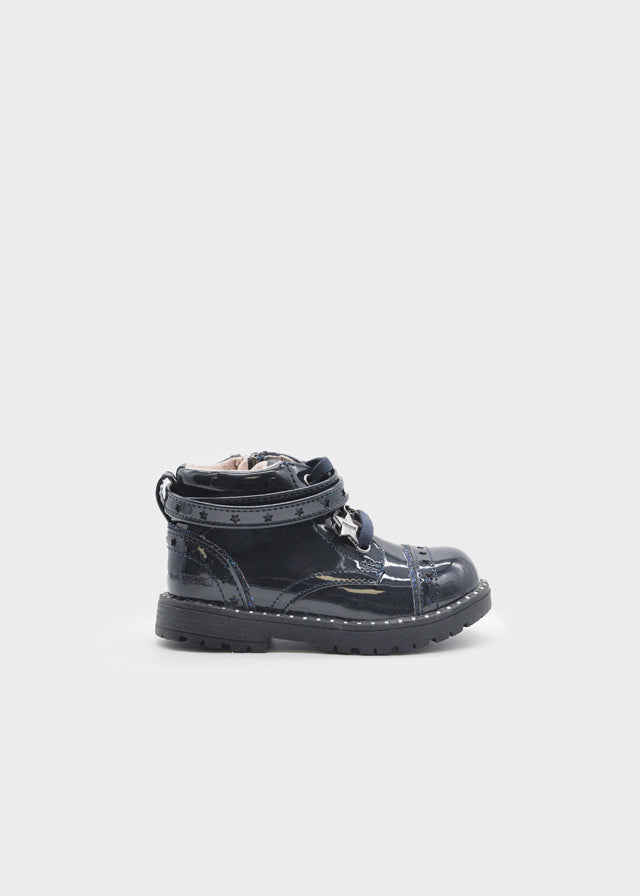 Patent leather biker boot