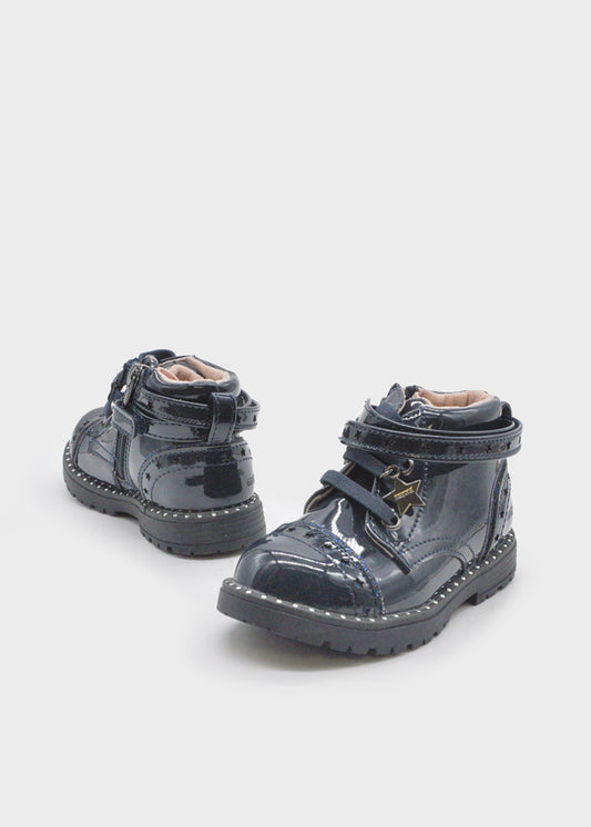 Patent leather biker boot