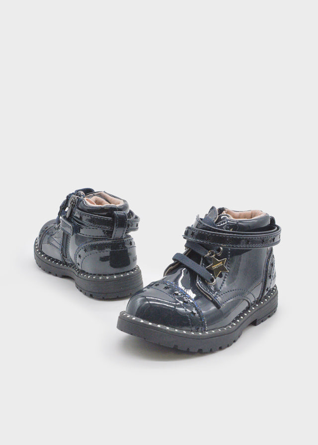 Patent leather biker boot