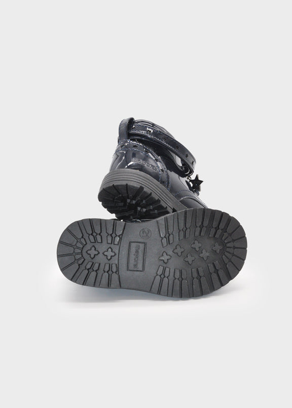 Patent leather biker boot