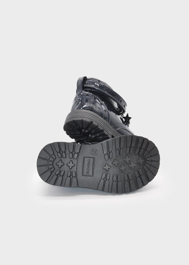 Patent leather biker boot