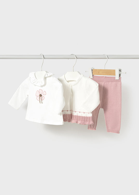 Long knit 3-piece trouset set