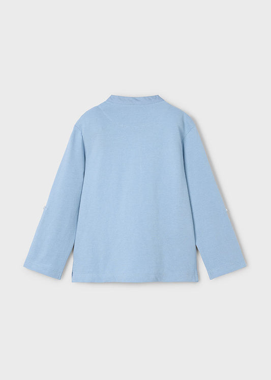 L/s mao-collar polo shirt