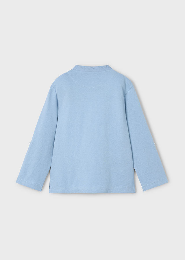 L/s mao-collar polo shirt