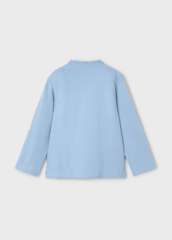 L/s mao-collar polo shirt