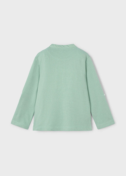 L/s mao-collar polo shirt