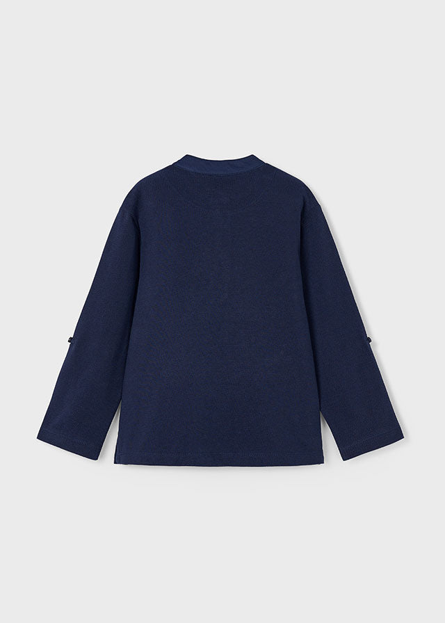 L/s mao-collar polo shirt